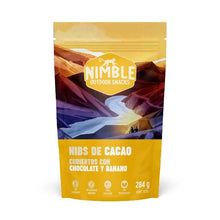 Cargar imagen en el visor de la galería, NIMBLE NIBS CACAO CUBIERTOS DE CHOCOLATE Y BANANO 25GR