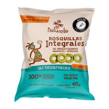 Cargar imagen en el visor de la galería, ROSQUILLAS INTEGRALES DE ARROZ+QUINOA AMARANTO Y ESPIRULINA 40G NATURELA
