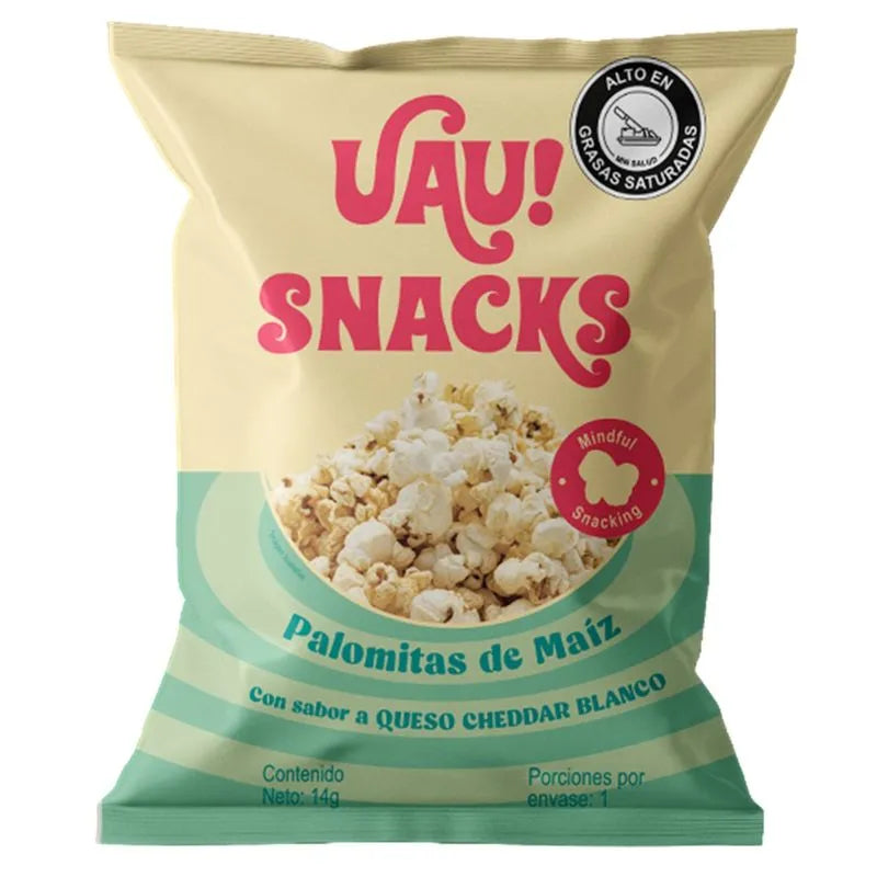 PALOMITAS DE MAIZ QUESO CHEDDAR BLANCO 14G UAU